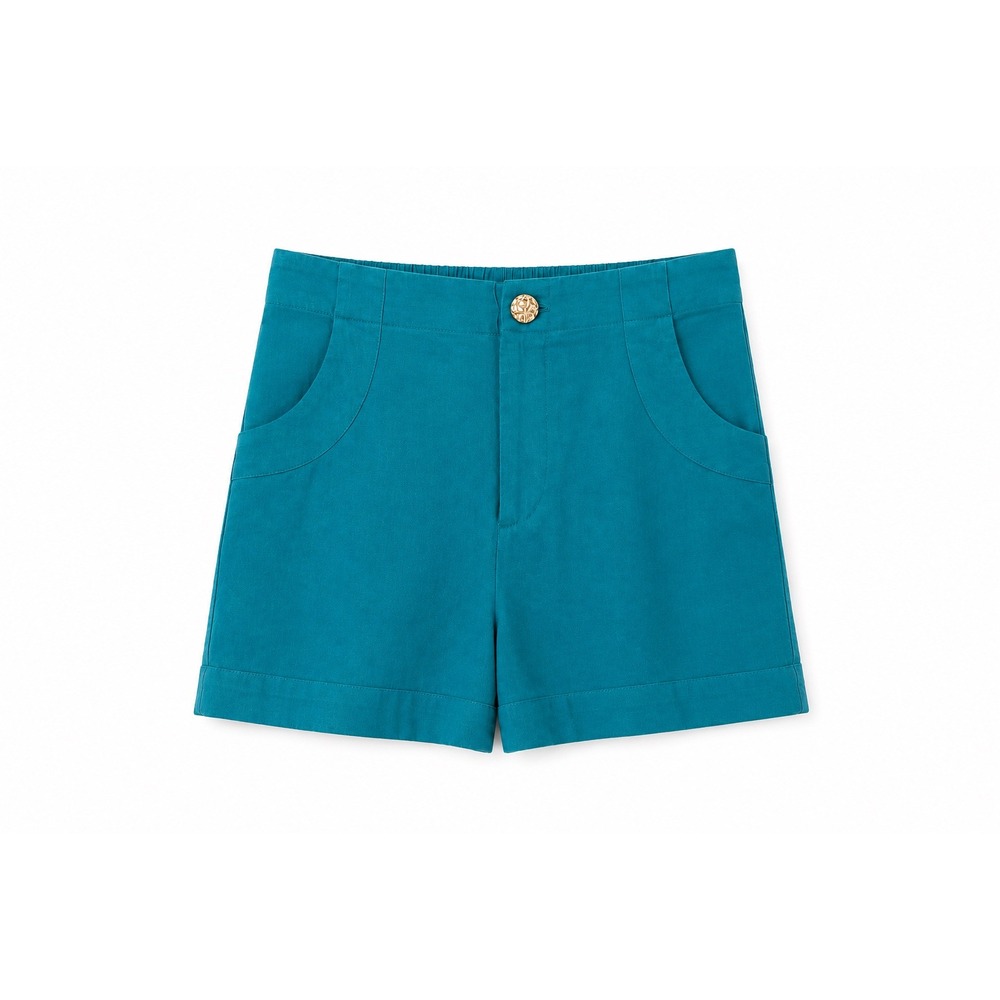 House of Harlow Shorts‎ Women S Teal Linen Blend High Waist Coastal Boho Resort